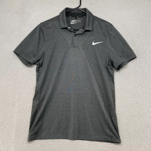 Nike Polo Shirt Mens Medium Short Sleeve Golf Gray Tour Performance Dri-Fit