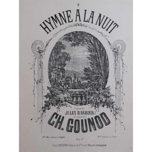 GOUNOD Charles Hymne à la Nuit Chant Piano XIXe