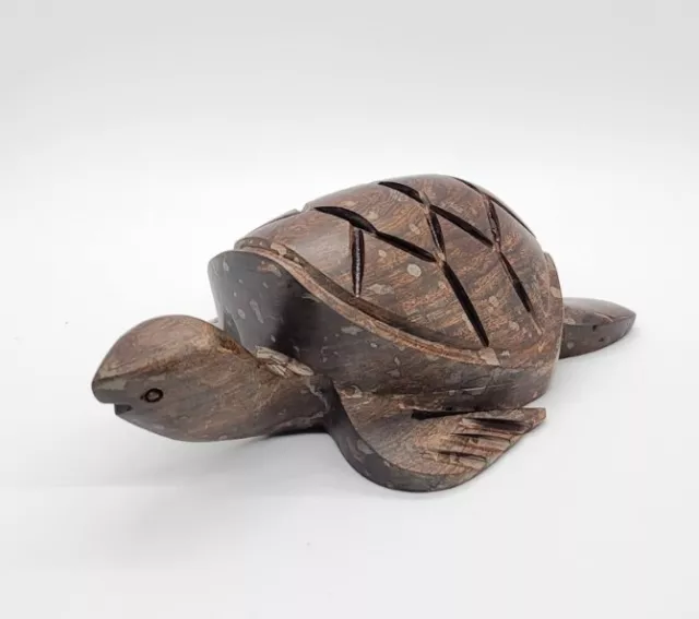 Vintage Mexican Folk Art Iron Wood Hand Carved Sea Turtle