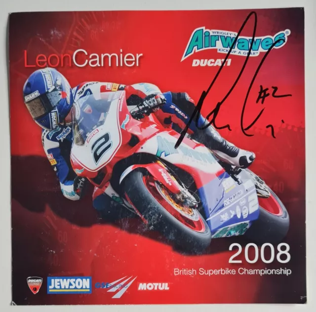 Early (2008) Leon Camier 20x20 cm Hand Signed Photo ~ BSB Airwaves Ducati ~ # 2