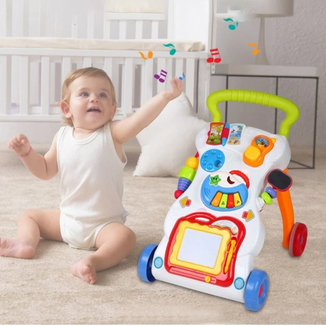 Carro de caminante musical ajustable para niños pequeños sentarse a pararse bebé caminante de alta calidad