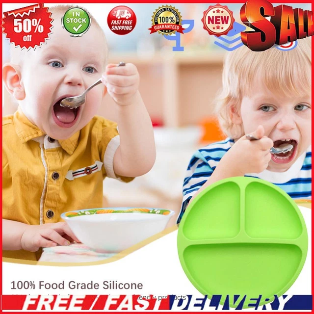 Cute Baby Infant Dining Plate Non Slip Training Sucker Dishes Tableware (Green)