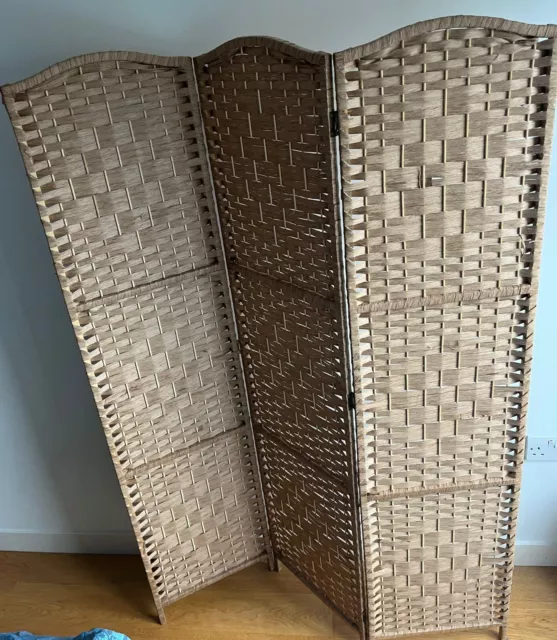 Solid Weave Hand Made Wicker Folding Room Divider Separator/Privacy Screen/Panel