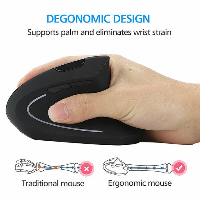 ERGONOMIC WIRELESS MOUSE 2.4GHz Optical Vertical Mice For PC Computer ...