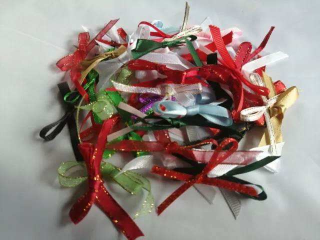 50 Mixed Satin Ribbon Bow Bows Card Making Scrapbooking Christmas Journal