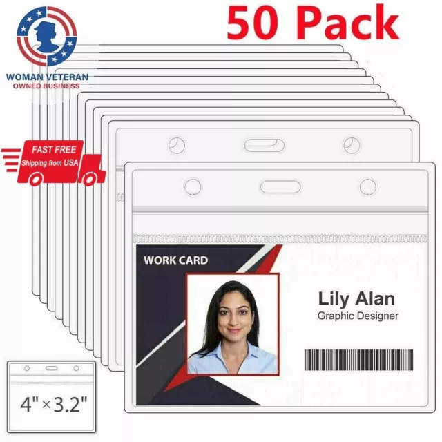 50 Pack ID Card Holder Zip Lock Record ID 4x3 Credit card Protector