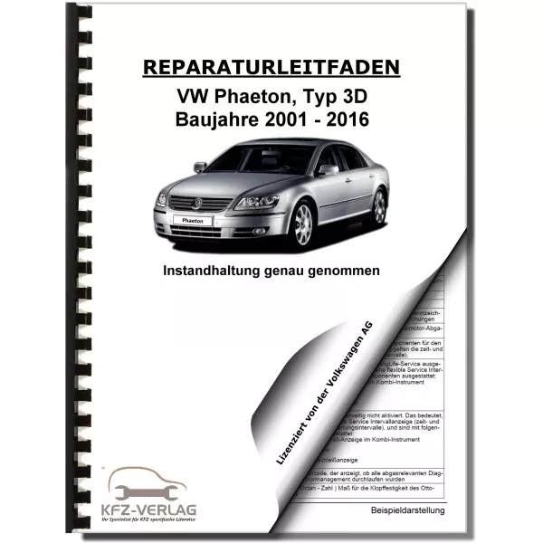 VW Phaeton, Typ 3D (01>) Inspektion, Wartung, Pflege - Reparaturanleitung