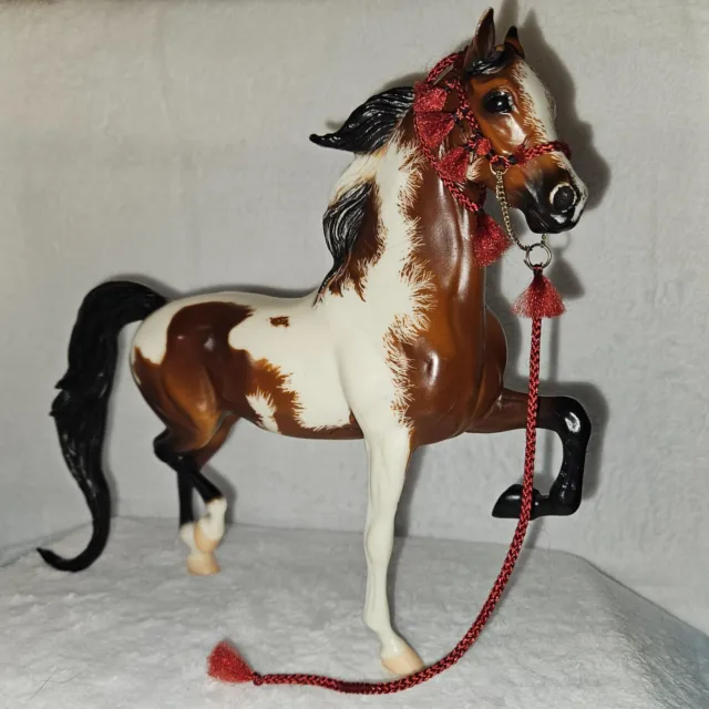 Custom Traditional Breyer Model Horse Red Rope Arabian Show Halter and Lead Rope