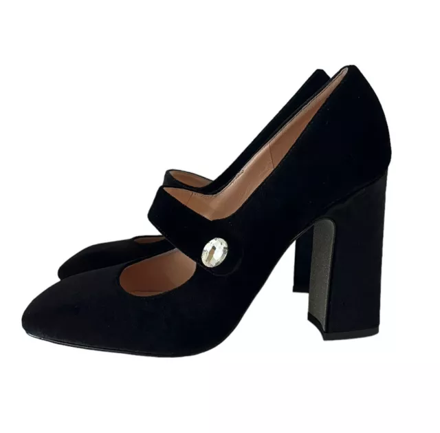 J.Crew New Velvet Mary Jane Pump With Jewel Detail Womens Black 9.5