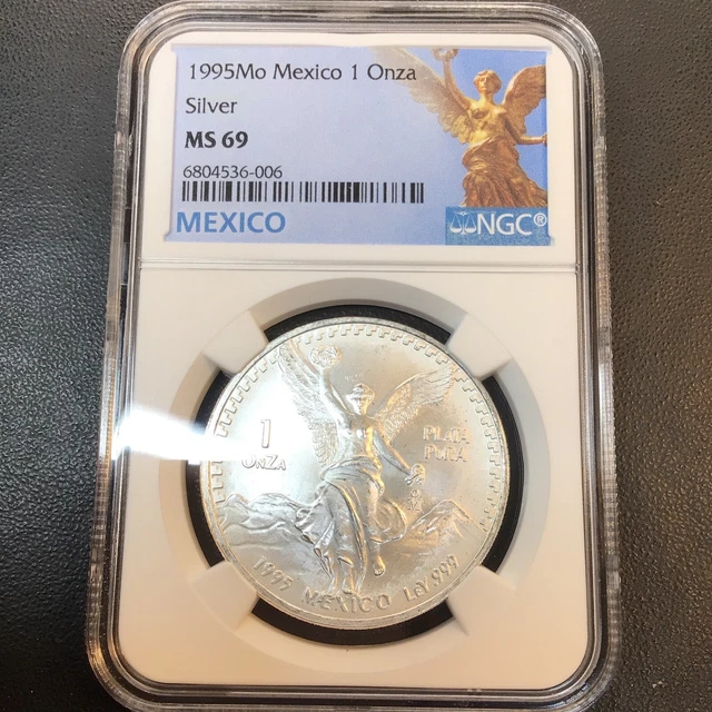 1995 Mo Mexico Silver Onza Libertad 1oz NGC MS69 ~ Semi Key Date - ONLY 3 HIGHER
