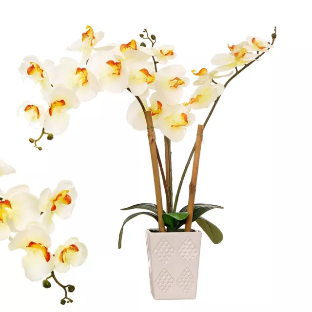 Künstliche Orchidee weiss 55 cm Kunstpflanze Kunstblume Seidenblume Deko McPalms