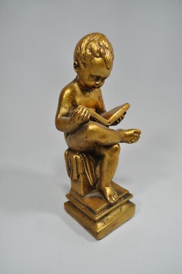 VINTAGE GOLD JARU Cherub Statue Sculpture Angel Figurine Borghese