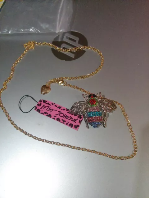 Betsey Johnson Queen Bumble Bee Necklace/Brooch bling