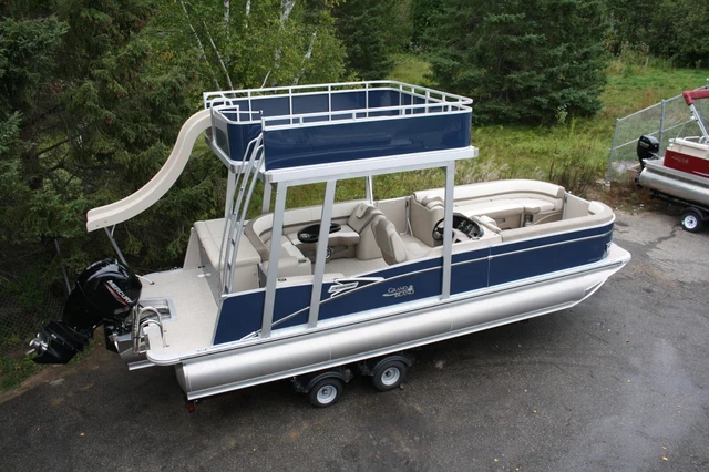 New-2585 Funship pontoon boat with 150 Hp Trailer---In stock