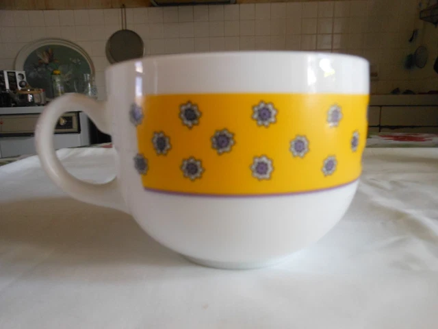 Service à Déjeuner Vintage Pour Deux - Grandes Tasses En Grès Fleuri, Couleur Noisette, Occasion