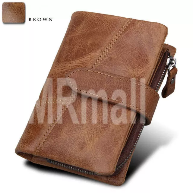 OZ Genuine Leather cowhide Mens Wallet Brown Business Credit Card Holder Stylish 2