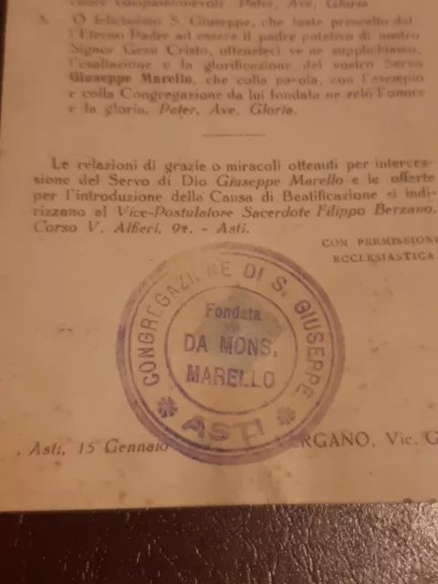 santino holy card Reliquia Relic MONS. Giuseppe Marello....bello! 3