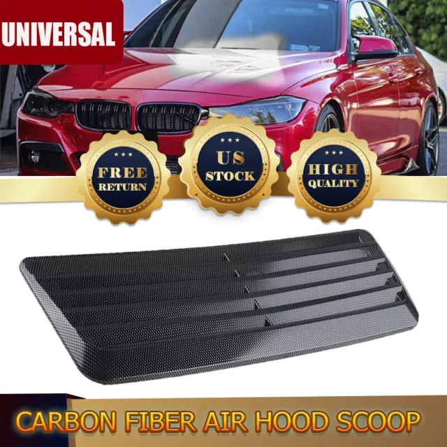 Universal Carbon Fiber Car Hood Vent Scoop Louver Scoop Cover Air Flow Intake