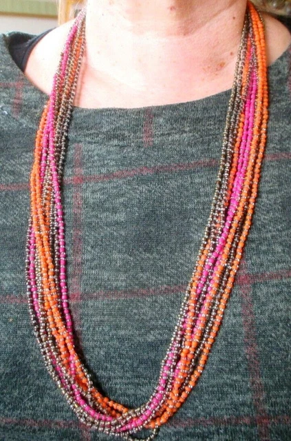 Collier Vintage En Corail 2 Rangs - Années 1940-50 - Longueur 36-40cm - Belle Qualité