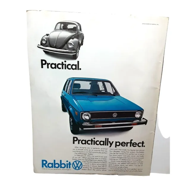 1977 Volkswagen VW Rabbit Print Ad Original Practical Beetle Practically Perfect