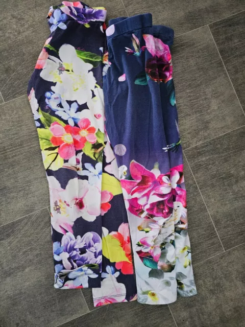 Ted Baker Girls  2 PAIR FLORAL LEGGINGS AGE 8-10 YEARS