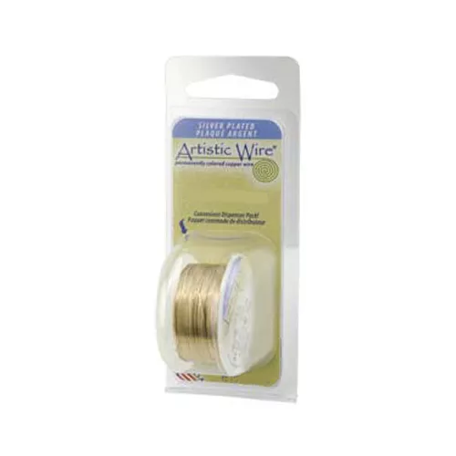 Artistic Wire Silver Plated Gold 26ga 15yd Dispenser 43083 Round Shiny