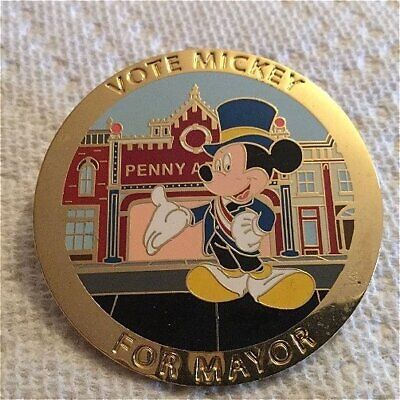 OLD RARE LE Disney AUCTION PINS Vote Mickey Mouse for Mayor Main Street Election