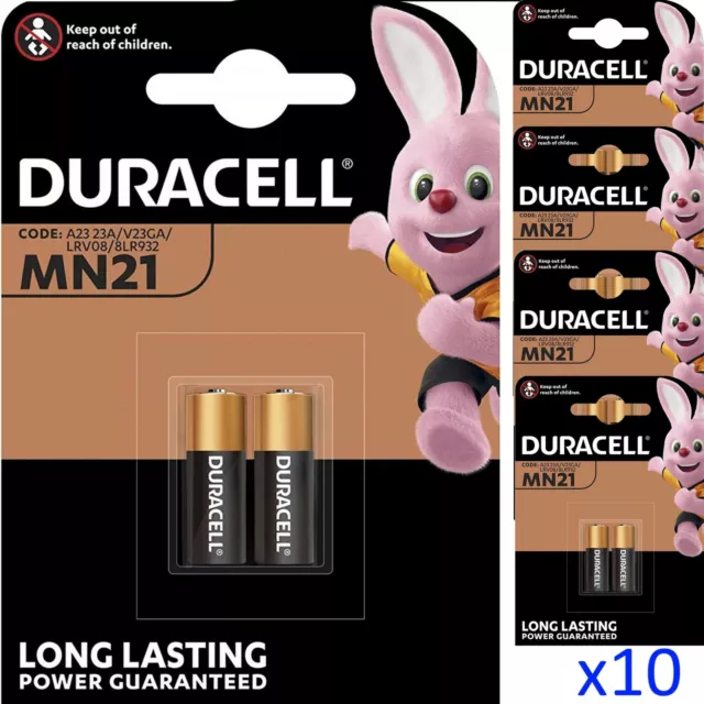 10 x Duracell MN21 A23 12V Security Alkaline Battery 23A LRV08 Expiry 2027