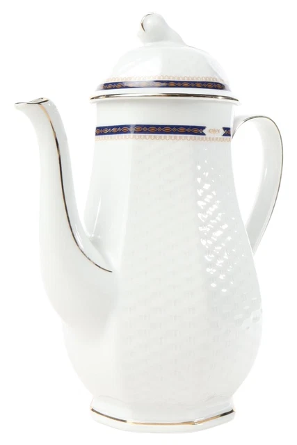 Caffè Winterling Bianca Ø 13 cm Porcellana Blu Cobalto Oro