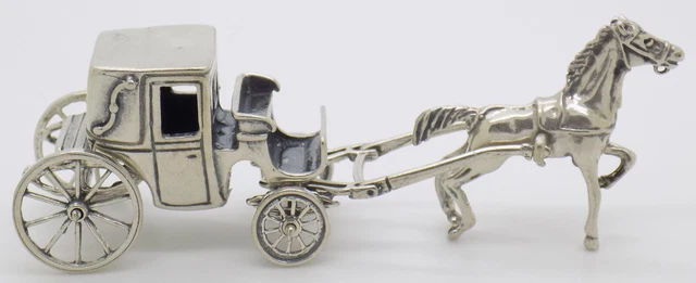 Vintage Italian Handmade Genuine Silver Royal Carriage & Horse RARE Figurine