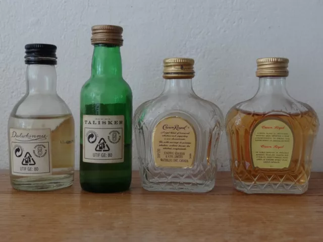 Lot de 4 Mignonettes Whisky Talisker, Dalwhinnie et Crown Royal