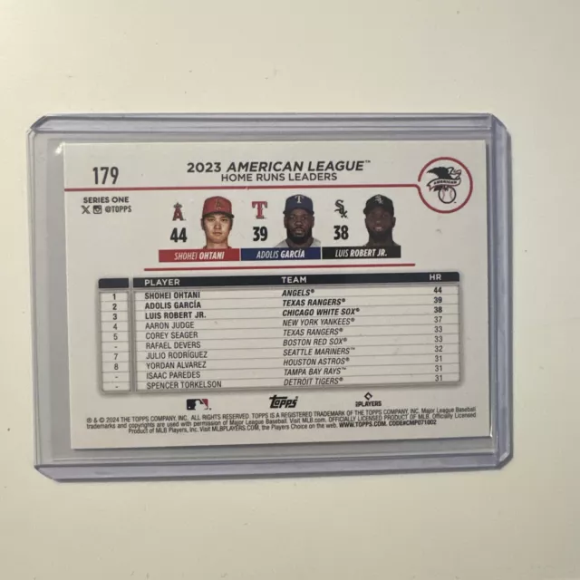 2024 TOPPS 179 American League Home Run Leaders Shohei Ohtani Garcia