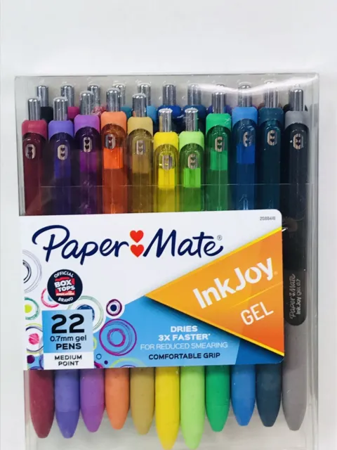 Plumas de gel Paper Mate InkJoy GEL 0,7 mm punto medio surtidos colores, 22 piezas