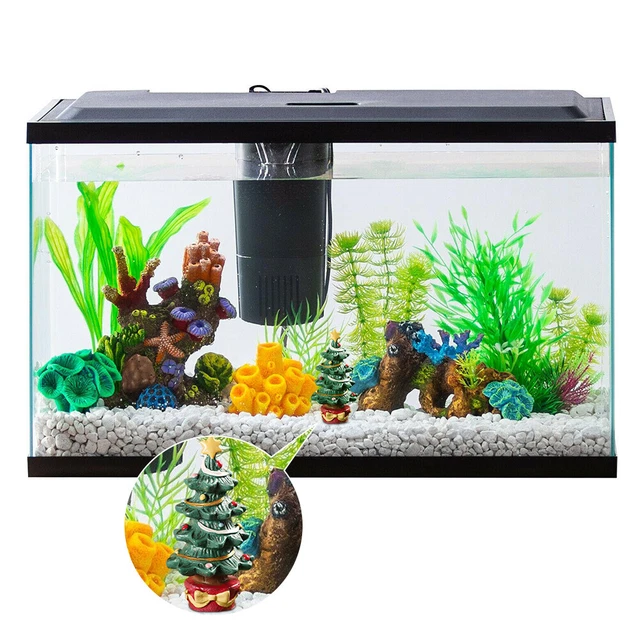(236)Fish Tank Aquarium Ornament Creative Resin Christmas Tree Gift Box