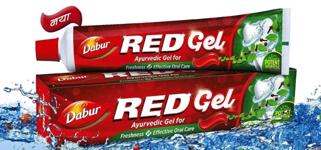 Pasta de dientes Dabur gel rojo para placa de mal aliento gingivitis dolor de muelas 150 gm