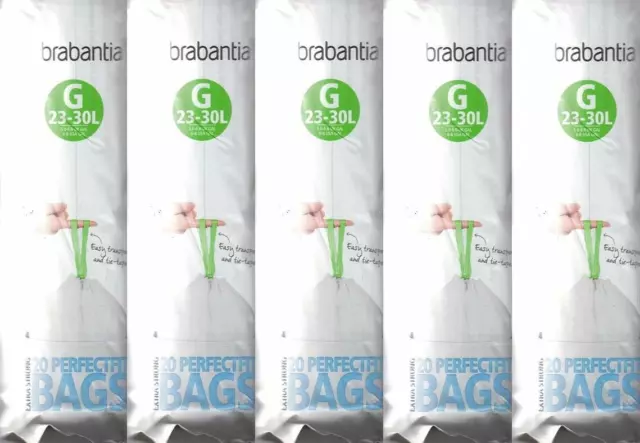 Brabantia - 5 confezioni da 20 sacchi della spazzatura extra resistenti, (o8n)