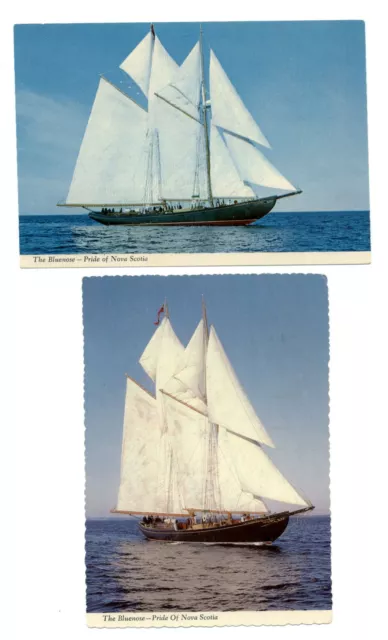 LOT OF 2 Masted sailing ship BLUENOSE II Pride of Nova Scotia postcards