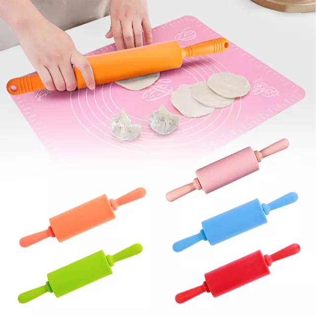 Silicone Non-stick Fondant Rolling Pin for Kids Fondant Cake Dough Roller De  G1