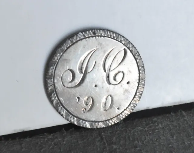 1888 Toned Silver Seated Dime 1890 Inscribed Love Token JC ? Initials