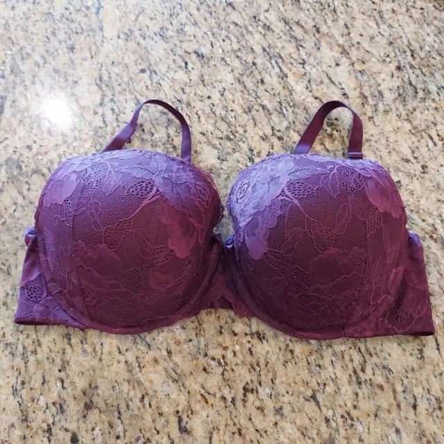 TORRID CURVE Women's Purple Lace Push-Up Bra Size 42D Underwire Adj. Strap