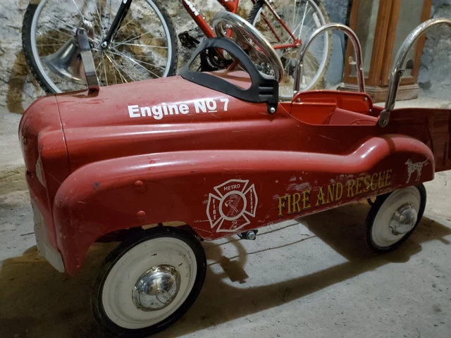 REPLICA OF ANTIQUE Fire Truck Pedal Car - STILL PEDALS & STEERS! $75.00