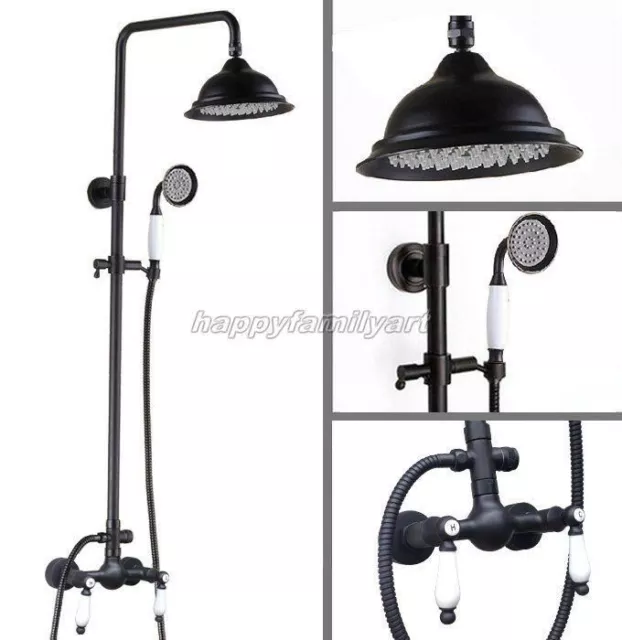 Black Oil Rubbed Bronze Bathroom Rain Shower Head Faucet Set Mixer Tap Yrs471