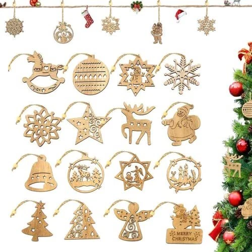 36 Décorations Sapin Noël En Bois Style Gnome - Pour Intérieur Et Fêtes - 12