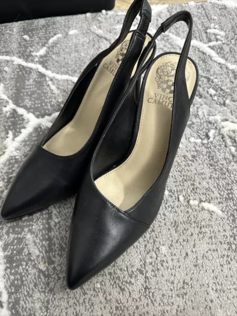 Vince Camuto Napa Leather Black Slingback Alleema Pump Heels Women’s 8.5