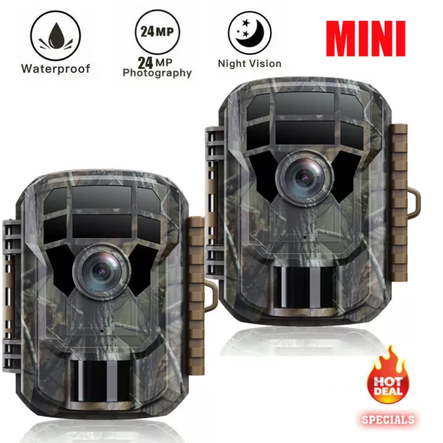 2X Campark Mini Wildkamera 24MP 1080P IR Nachtsicht Jagdkamera Wildtierkamera DE 2