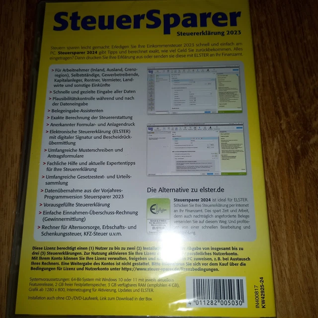 LIDL STEUERSPARER 2024 Steuersoftware für Steuererklärung 2023 *NEU&OVP