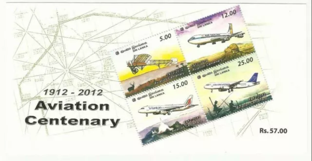 Sri Lanka 2012 Mnh Miniature Sheet Aviation Centenary Aeroplane Aircraft