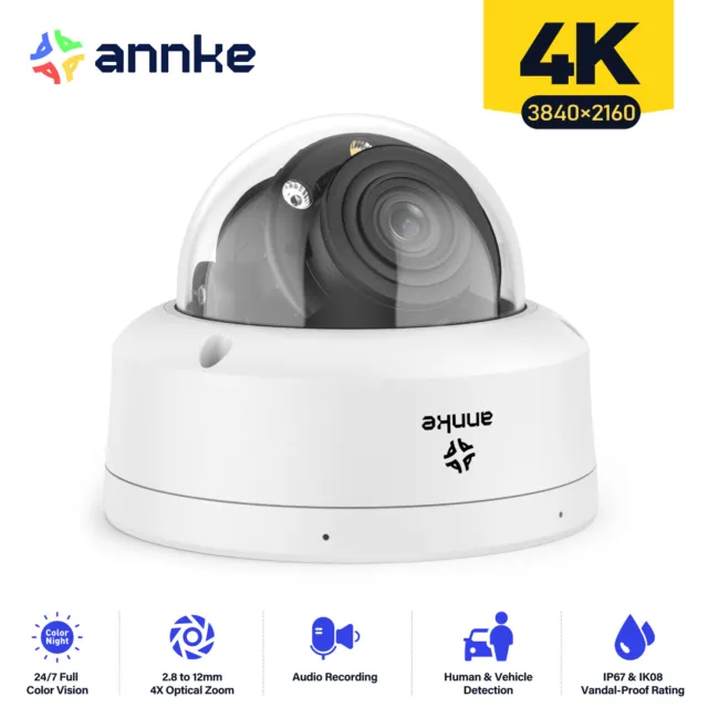 ANNKE 4K POE AI Überwachungskamera Aussen 4x Optischer Zoom IK08 Farbnachtsicht