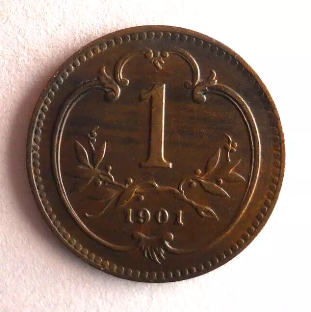 1901 Autriche Heller - Excellent Vintage Pièce de Monnaie Autriche Poubelle #A