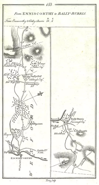 Antique map, Taylor & Skinner, Roads from Enniscorthy to Bally Burris, etc